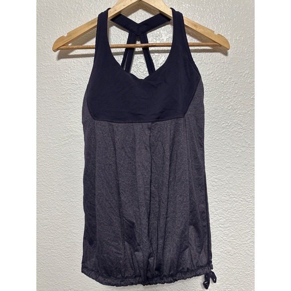 Lululemon Athletica Tank Top Purple Built In Bra Drawstring Activewear - Picture 1 of 5
